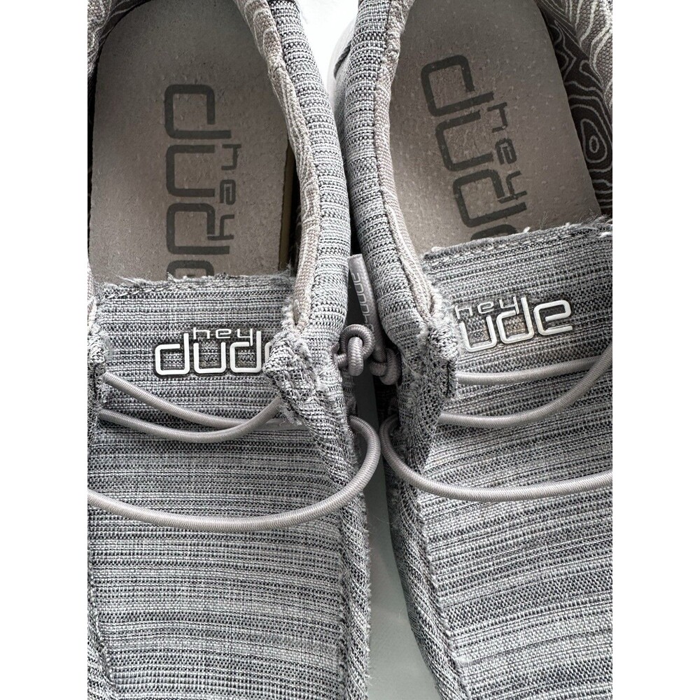 Hey Dude Wally Youth Linen Stone Slip On Shoes Kids Size 12 Gray Casual Comfort - Picture 3 of 8
